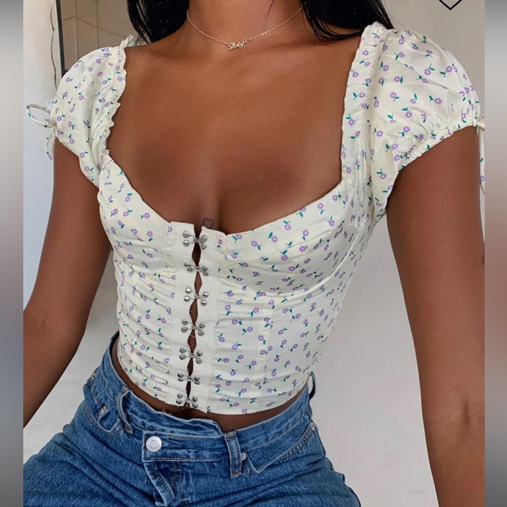 Princess Polly Allyson Top Floral Green